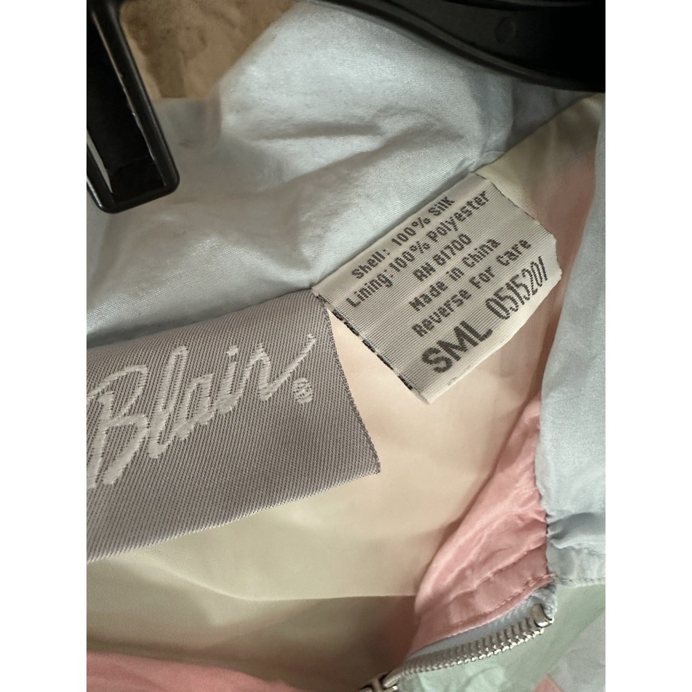 Vintage 90s Silk Windbreaker Jacket Pastel Colorblock Blair S Lightweight - Picture 4 of 5